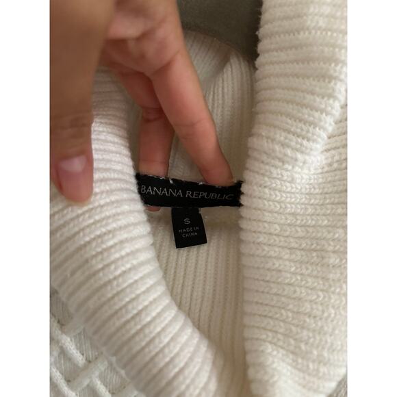 Banana Republic Sweater Women's Small White Cable Knit Turtleneck Pullover - Picture 6 of 8